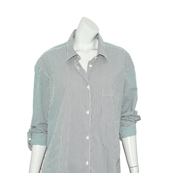 THE ANDAMANE Women's Oversize Stripe Georgiana Shirt White Gray 40 - Picture 9 of 11